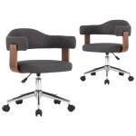 Vidaxl chaises pivotantes  manger lot de 2 gris bois courb et tissu