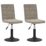 Vidaxl chaises pivotantes  manger lot de 2 gris clair velours