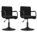 Vidaxl chaises pivotantes  manger lot de 2 noir velours