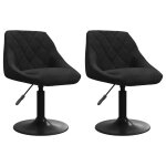 Vidaxl chaises pivotantes  manger lot de 2 noir velours