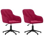 Vidaxl chaises pivotantes  manger lot de 2 rouge bordeaux velours