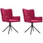 Vidaxl chaises pivotantes  manger lot de 2 rouge bordeaux velours