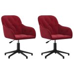 Vidaxl chaises pivotantes à manger lot de 2 rouge bordeaux velours Vidaxl chaises pivotantes à manger lot de 2 rouge bordeaux velours