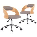 Vidaxl chaises pivotantes � manger lot de 2 taupe bois courb� et tissu