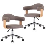 Vidaxl chaises pivotantes  manger lot de 2 taupe bois courb et tissu