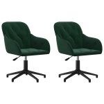 Vidaxl chaises pivotantes � manger lot de 2 vert fonc� velours