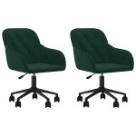 Vidaxl chaises pivotantes  manger lot de 2 vert fonc velours