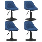 Vidaxl chaises pivotantes à manger lot de 4 bleu velours Vidaxl chaises pivotantes à manger lot de 4 bleu velours