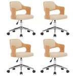 Vidaxl chaises pivotantes à manger lot de 4 bois courbé et similicuir Vidaxl chaises pivotantes à manger lot de 4 bois courbé et similicuir