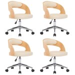 Vidaxl chaises pivotantes  manger lot de 4 bois courb et similicuir