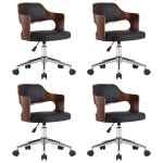 Vidaxl chaises pivotantes  manger lot de 4 bois courb et similicuir