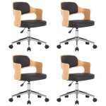Vidaxl chaises pivotantes à manger lot de 4 bois courbé et similicuir Vidaxl chaises pivotantes à manger lot de 4 bois courbé et similicuir