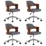 Vidaxl chaises pivotantes  manger lot de 4 gris bois courb et tissu