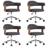 Vidaxl chaises pivotantes � manger lot de 4 gris bois courb� et tissu