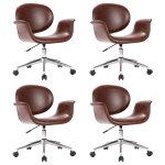 Vidaxl chaises pivotantes à manger lot de 4 marron similicuir Vidaxl chaises pivotantes à manger lot de 4 marron similicuir