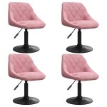Vidaxl chaises pivotantes  manger lot de 4 rose velours
