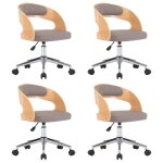Vidaxl chaises pivotantes � manger lot de 4 taupe bois courb� et tissu