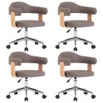 Vidaxl chaises pivotantes  manger lot de 4 taupe bois courb et tissu