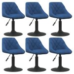 Vidaxl chaises pivotantes  manger lot de 6 bleu velours