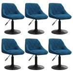 Vidaxl chaises pivotantes � manger lot de 6 bleu velours