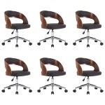 Vidaxl chaises pivotantes  manger lot de 6 bois courb et similicuir