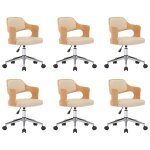 Vidaxl chaises pivotantes à manger lot de 6 bois courbé et similicuir Vidaxl chaises pivotantes à manger lot de 6 bois courbé et similicuir