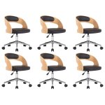 Vidaxl chaises pivotantes  manger lot de 6 bois courb et similicuir