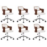 Vidaxl chaises pivotantes � manger lot de 6 bois courb� et similicuir