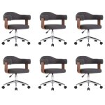 Vidaxl chaises pivotantes  manger lot de 6 gris bois courb et tissu
