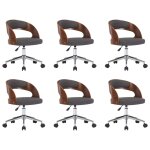 Vidaxl chaises pivotantes  manger lot de 6 gris bois courb et tissu