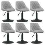 Vidaxl chaises pivotantes  manger lot de 6 gris clair velours