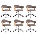 Vidaxl chaises pivotantes à manger lot de 6 taupe bois courbé et tissu Vidaxl chaises pivotantes à manger lot de 6 taupe bois courbé et tissu