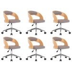 Vidaxl chaises pivotantes � manger lot de 6 taupe bois courb� et tissu