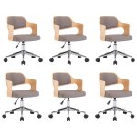 Vidaxl chaises pivotantes à manger lot de 6 taupe bois courbé et tissu Vidaxl chaises pivotantes à manger lot de 6 taupe bois courbé et tissu
