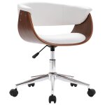 Vidaxl chaise pivotante � manger blanc bois courb� et similicuir