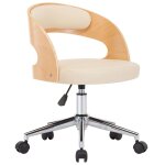Vidaxl chaise pivotante  manger crme bois courb et similicuir