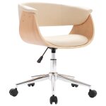 Vidaxl chaise pivotante  manger crme bois courb et similicuir
