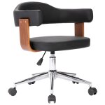 Vidaxl chaise pivotante  manger noir bois courb et similicuir
