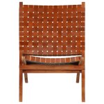 Vidaxl chaise pliable bandes croises marron cuir vritable