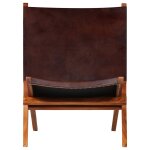 Vidaxl chaise pliante en cuir v�ritable marron
