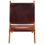Vidaxl chaise pliante en cuir v�ritable marron fonc�