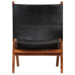 Vidaxl chaise pliante en cuir v�ritable noir