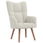 Vidaxl chaise de relaxation blanc cr�me velours