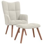 Vidaxl chaise de relaxation avec repose - pied blanc cr�me velours