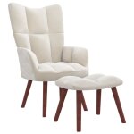 Vidaxl chaise de relaxation avec repose - pied blanc crme velours