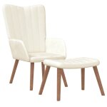 Vidaxl chaise de relaxation avec repose - pied blanc cr�me velours