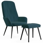 Vidaxl chaise de relaxation avec repose - pied bleu velours