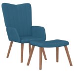 Vidaxl chaise de relaxation avec repose - pied bleu velours