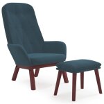 Vidaxl chaise de relaxation avec repose - pied bleu velours