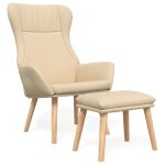 Vidaxl chaise de relaxation avec repose - pied cr�me tissu